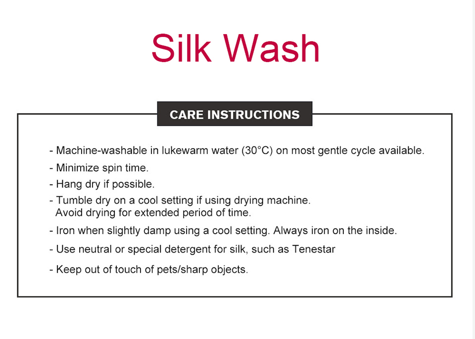 silk pillowcase care instruction