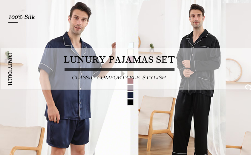 Mens silk pajama set-Silk pyjamas pants